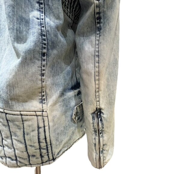 Vintage Denim Moto Jacket Size Medium - Picture 8 of 16